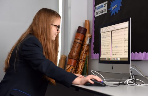 Student working on a computer