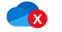 Blue OneDrive Red Circle Cross Icon