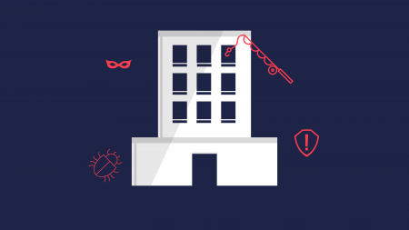 Cyber Attack on Office Building Illustration