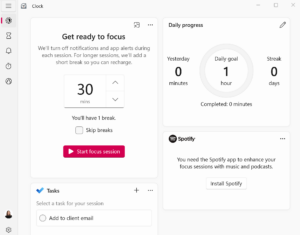 Focus Sessions in Windows 11