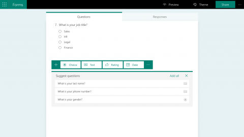 Microsoft Forms screenshot