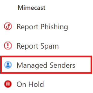 Mimecast Managed Senders New Outlook