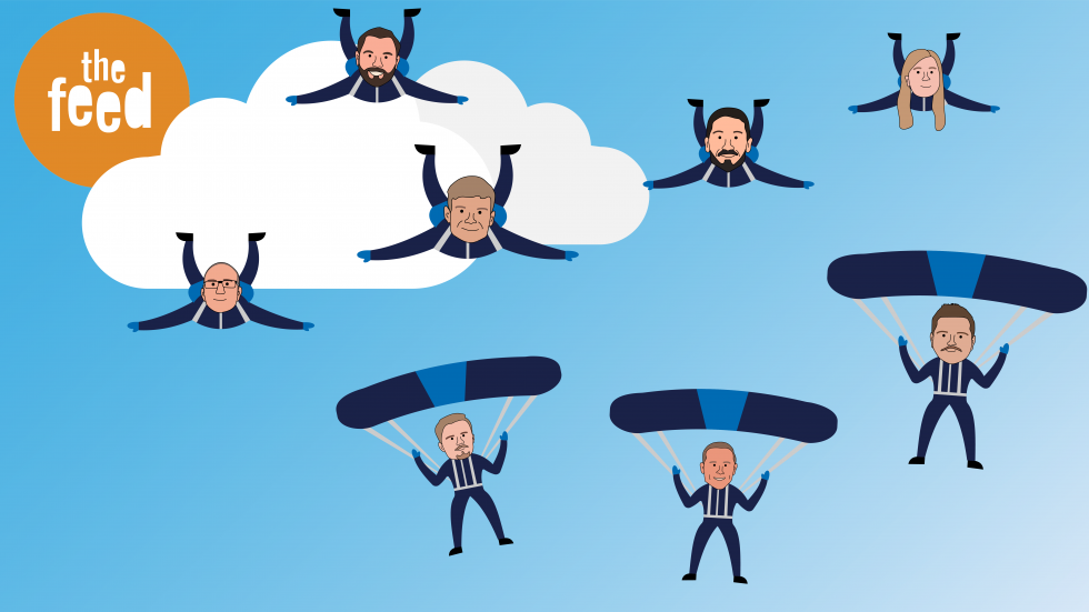 BWIT staff skydiving illustration