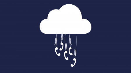 Cloud graphic with phones hanging down