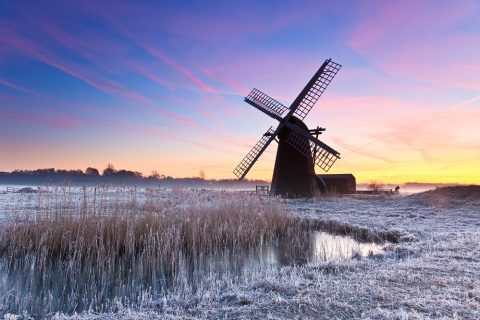 Windmill at Sunset with Frost