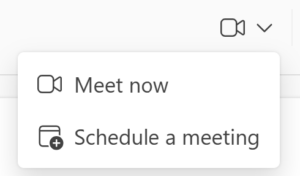 Meet Now Menu in Microsoft Teams