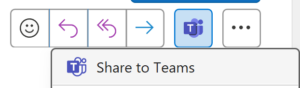 Share an Outlook email to Teams menu