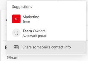 Tagging a Team in Teams