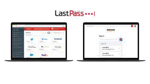 Two laptops showcasing LastPass for Business
