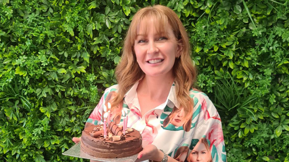 Jordan Lamb with Five Year Anniversary Cake