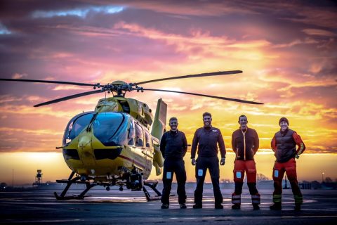 East Anglian Air Ambulance Helicopter with four crew members