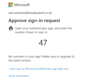 What is Microsoft Authenticator Number Matching? | Breakwater IT