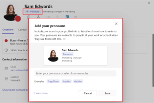 Microsoft Teams Adding Pronouns