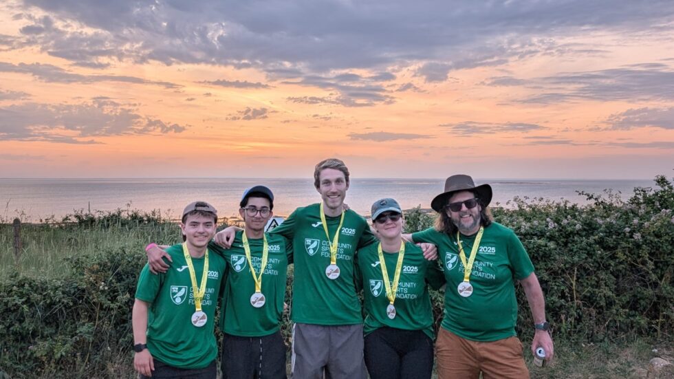 Alec, Aqeel, Leon, Sam and Andy at sunset in Hunstanton