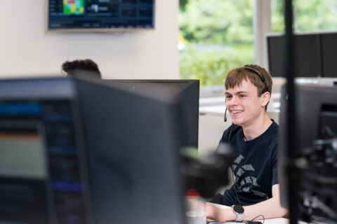 Jonathan working at his desk