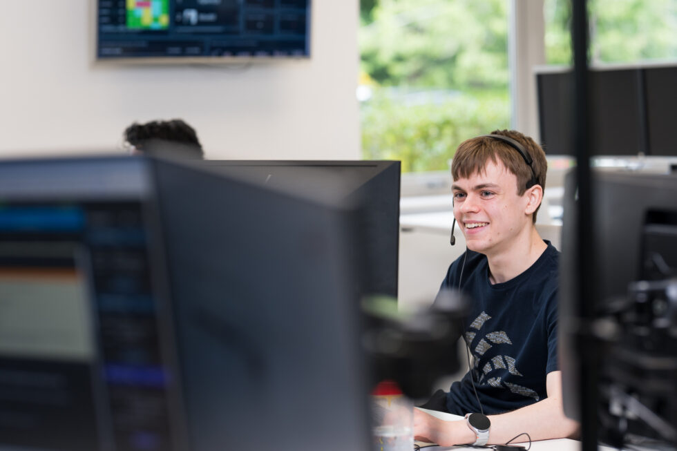 Jonathan working at his desk